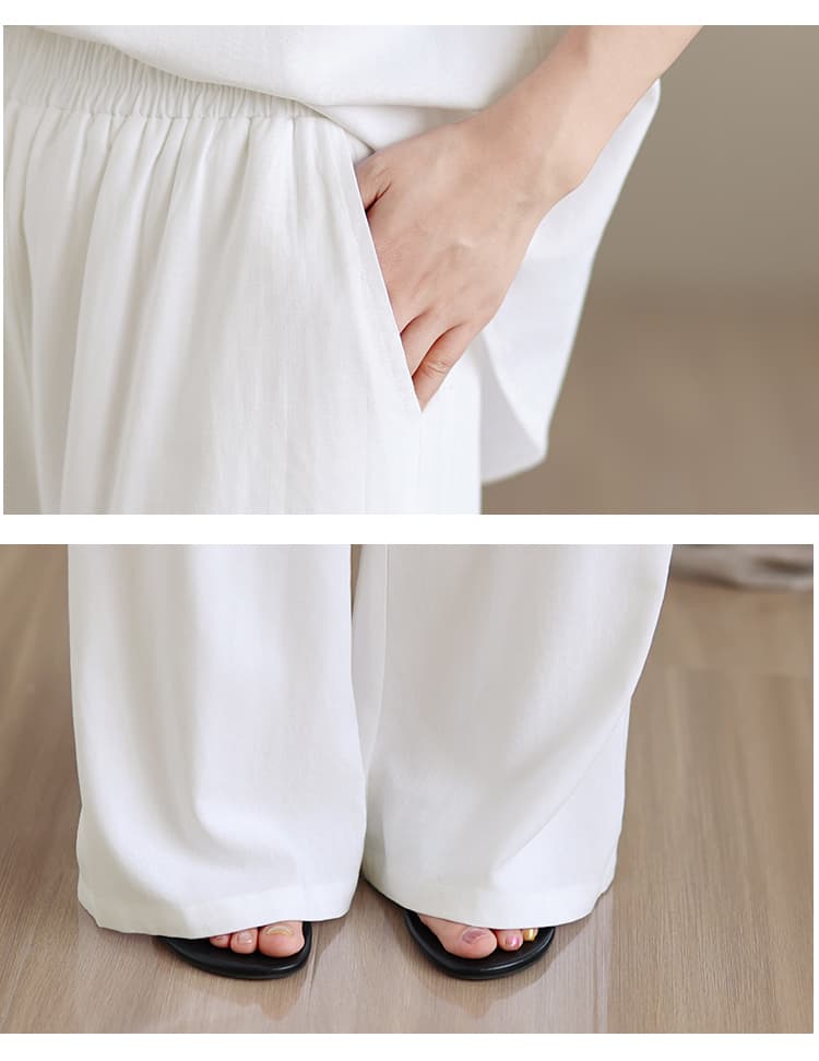 3993 오래된 돈 바람 착용 가져 가라. 고급 센스 세트 여름 느슨함 센스 화이트 익스트림 제인 면 린넨 셔츠 투피스 세트 트렌디 상세 이미지 16