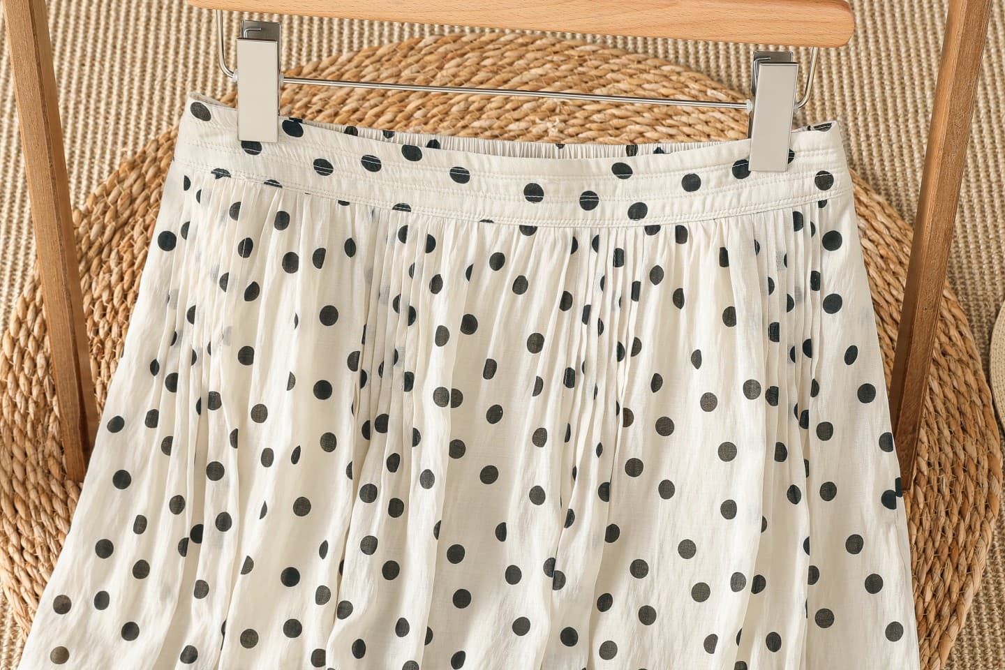 프랑스식 도트 무늬 반신 스커트 밴딩 하이웨이스트 여름 한 마디 롱 코트 우산 진자 치마 상세 이미지 3