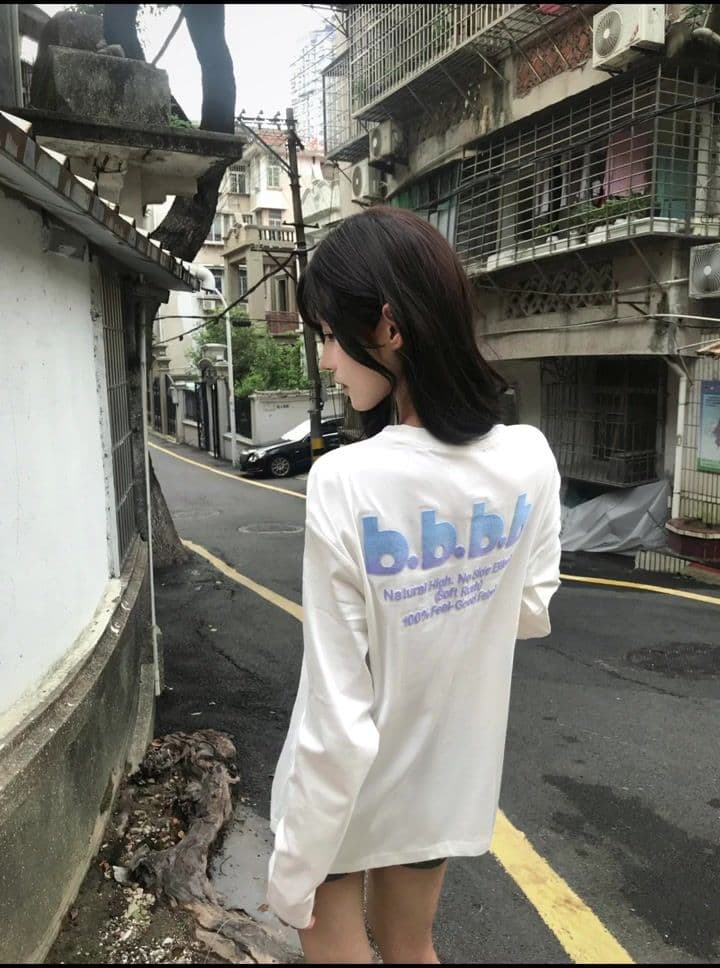 경관 그림 210 그램 21 이후 패키지 칼라 프린트 가을 의상 긴팔 티셔츠 여성 루즈핏 순면 라운드 넥 맨위 상세 이미지 6
