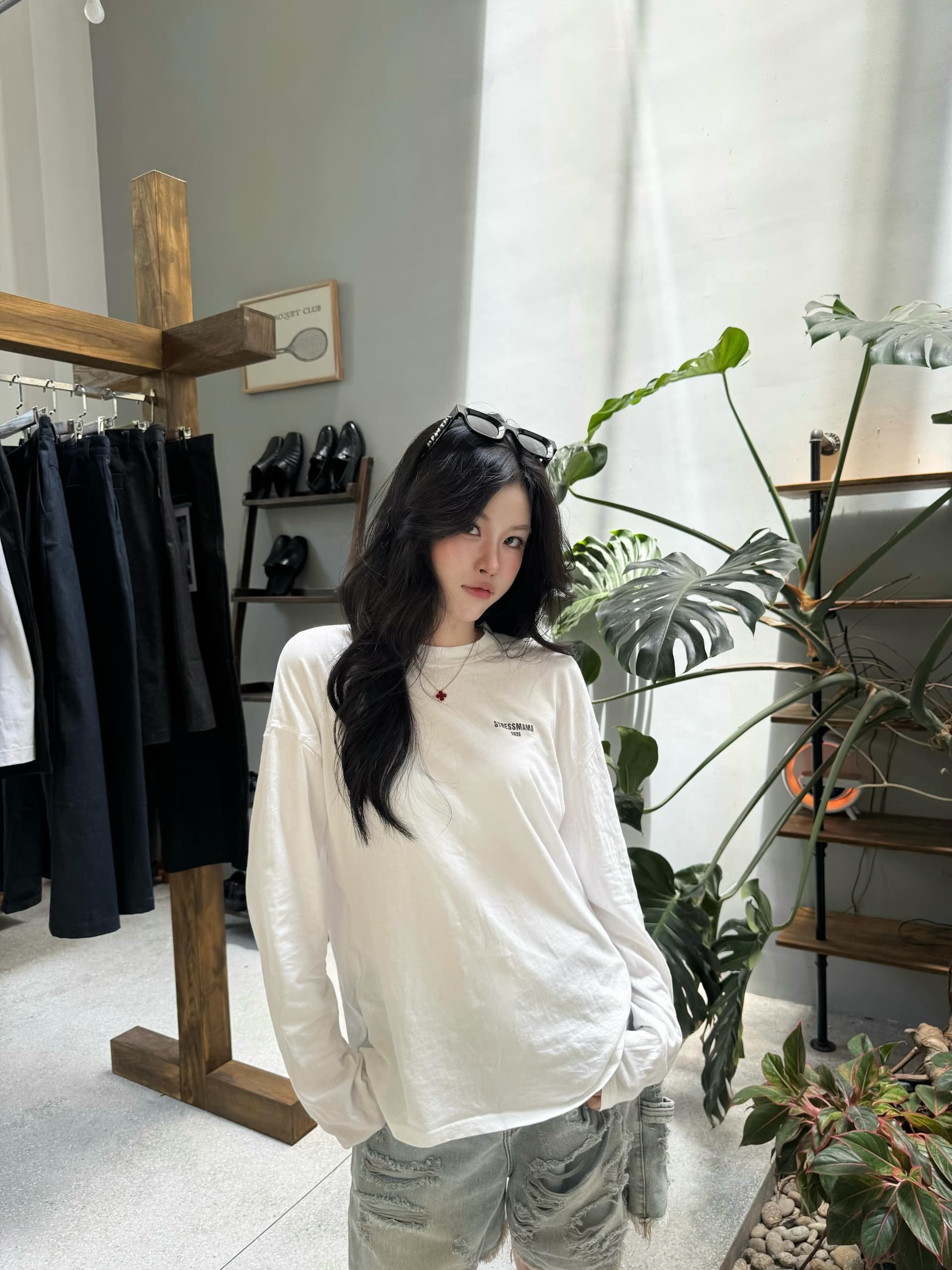 경관 그림 210 그램 21 이후 패키지 칼라 프린트 가을 의상 긴팔 티셔츠 여성 루즈핏 순면 라운드 넥 맨위 이미지 2