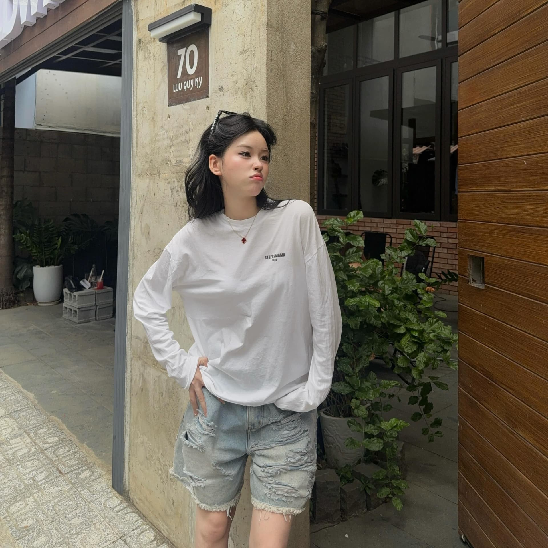 경관 그림 210 그램 21 이후 패키지 칼라 프린트 가을 의상 긴팔 티셔츠 여성 루즈핏 순면 라운드 넥 맨위 이미지 5