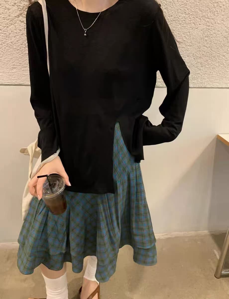 측면 부서 버클 허리 수축 긴팔 단색 라이 경기 서울 주간 실크 눈꽃 면 티셔츠 여성 자외선 차단 블라우스 맨위 슬림해 보이는 여름 얇은 상세 이미지 12