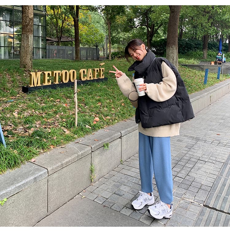 베스트 두꺼운 가을 겨울 다운 재킷 한국 스타일 루즈핏 다용도 다운 코튼 조끼 조끼 어깨 외출용 쇼트 스타일 재킷 상세 이미지 29