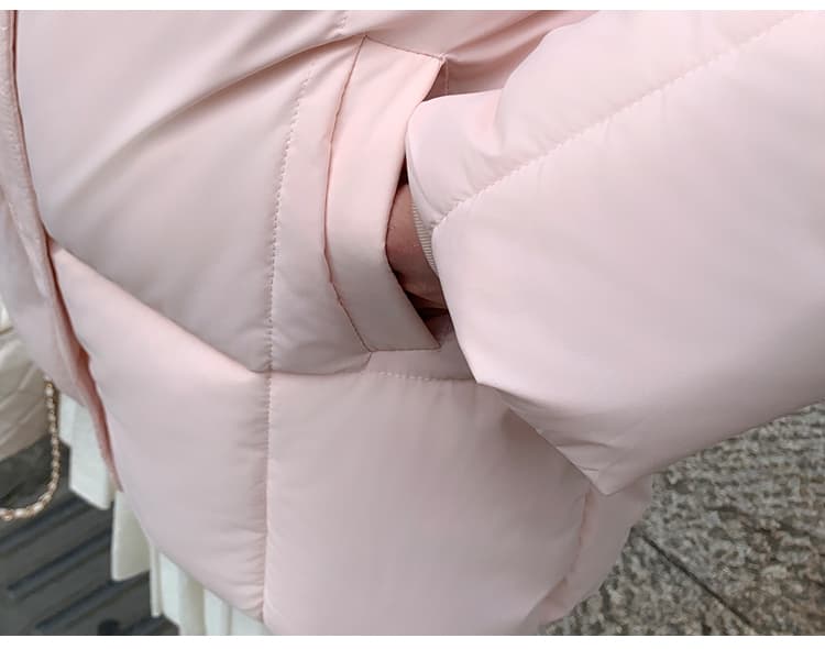 실사 아래 면화 의류 겨울 후드 두꺼운 큰 모피 칼라 중간 길이 작은 키 빵 외투 면 옷 상세 이미지 48