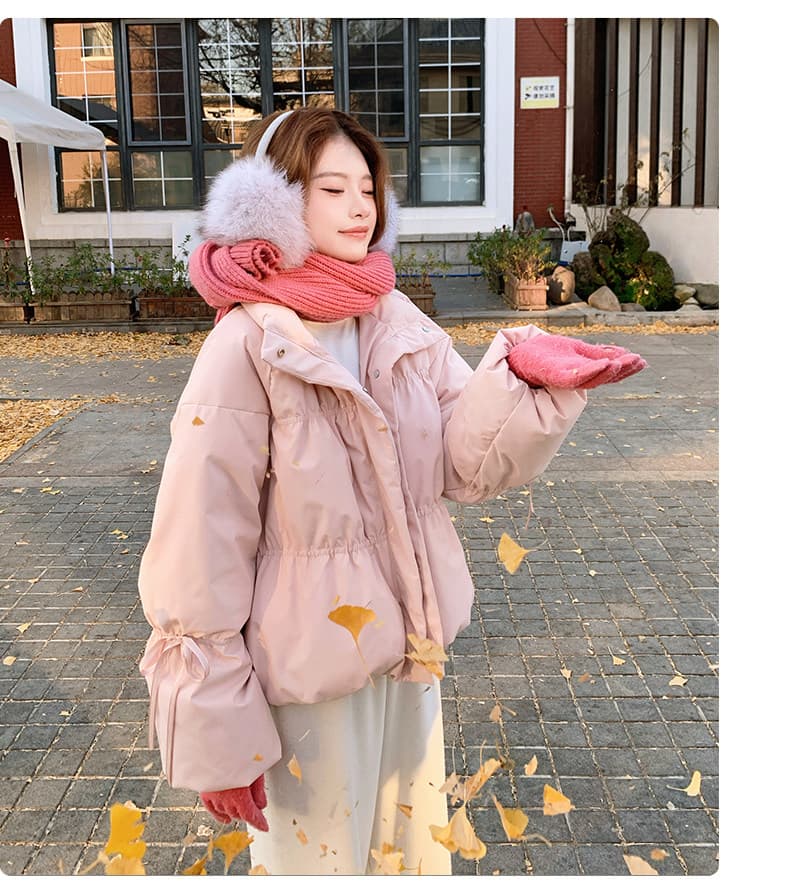 작은 키 버블 푸 허리 수축 아래 면화 의류 여성 겨울 쇼트 스타일 2026 새로운 한 부서 학원 스탠드 칼라 빵 외투 상세 이미지 13