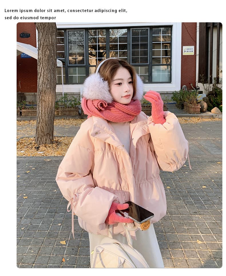 작은 키 버블 푸 허리 수축 아래 면화 의류 여성 겨울 쇼트 스타일 2026 새로운 한 부서 학원 스탠드 칼라 빵 외투 상세 이미지 21