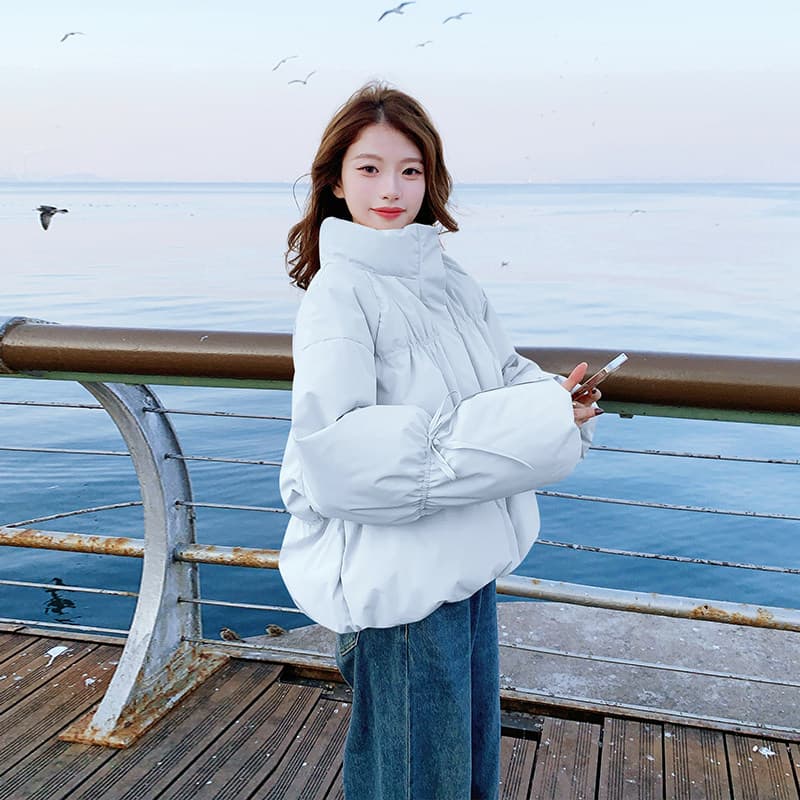 작은 키 버블 푸 허리 수축 아래 면화 의류 여성 겨울 쇼트 스타일 2026 새로운 한 부서 학원 스탠드 칼라 빵 외투 상세 이미지 25