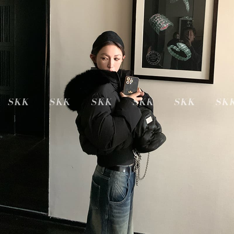 후드 큰 모피 칼라 아래 면화 의류 여성 2026 년 겨울 새로운 두꺼운 쇼트 스타일 다용도 면 옷 작은 키 재킷 이미지 5
