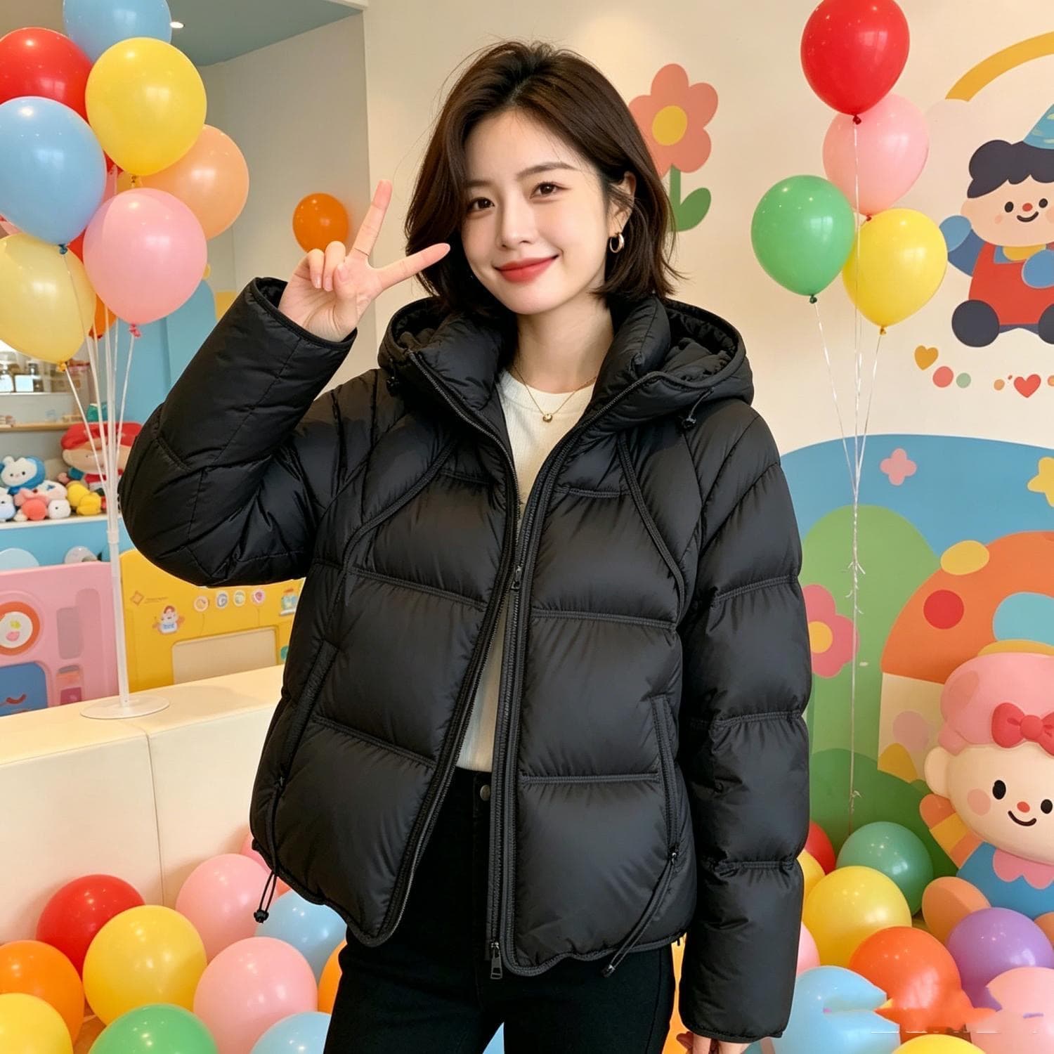 유럽 상품 쇼트 스타일 구름 버블 푸 후드 여자 가을 겨울철 한 부서 디자인 센스 패션 면 의류 재킷 상세 이미지 10
