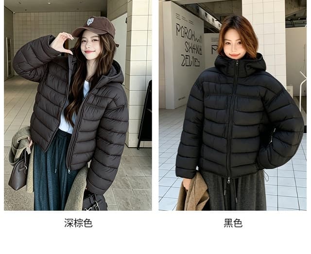 작은 키 얇고 가벼운 갈비 살 다운 재킷 여성 후드 쇼트 스타일 한국 스타일 보온 면 의류 재킷 루즈핏 면 의류 상세 이미지 12