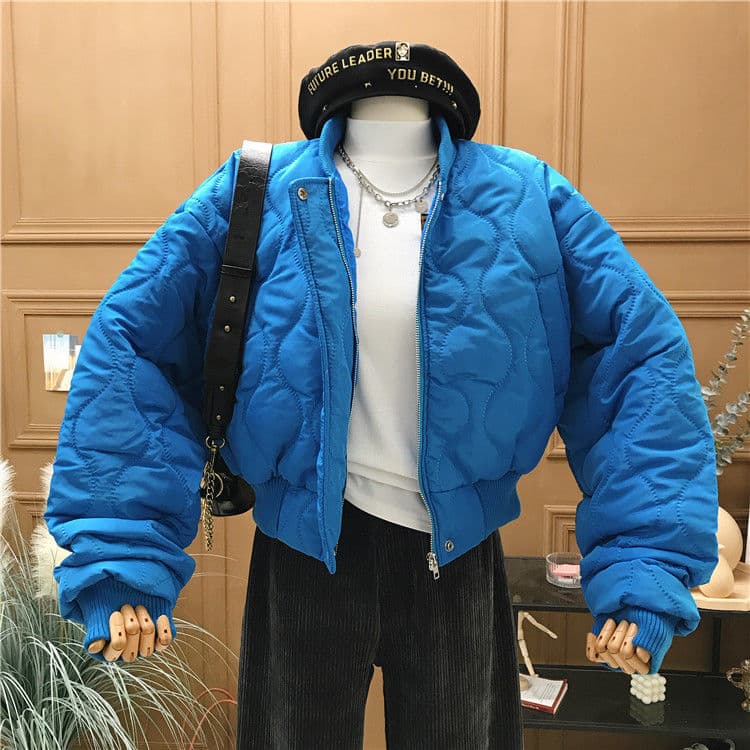 재킷 면 의류 야구 유니폼 레트로 느긋한 부드러운 여성 가을 스웨터 오픈 가디건 루즈핏 외부 가져 가라. 쇼트 스타일 다운 외투 상세 이미지 4