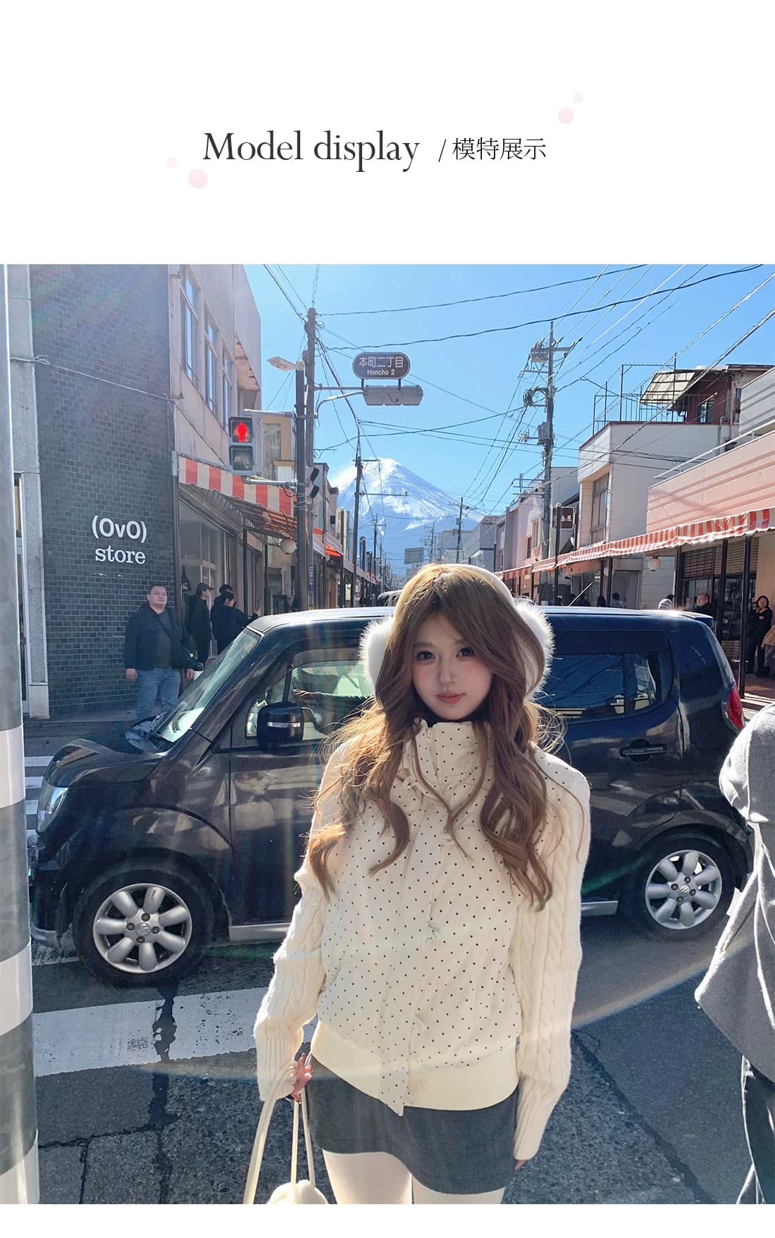 코듀로이 도트 무늬 다운 재킷 여성 니트 슬리브 겨울 새로운 두꺼운 루즈핏 스웨터 패딩 재킷 쇼트 스타일 재킷 상세 이미지 23