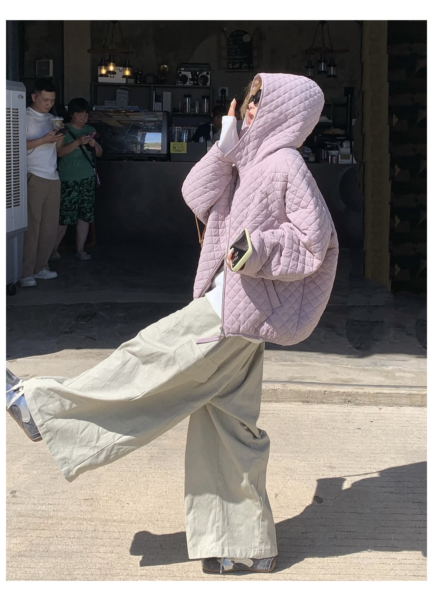 장 베이 베이 얇고 가벼운 버블 푸 링 그리드 후드 아래 면화 의류 루즈핏 슬림해 보이는 보온 한 부서 ins 바람 학생 면 옷 상세 이미지 21