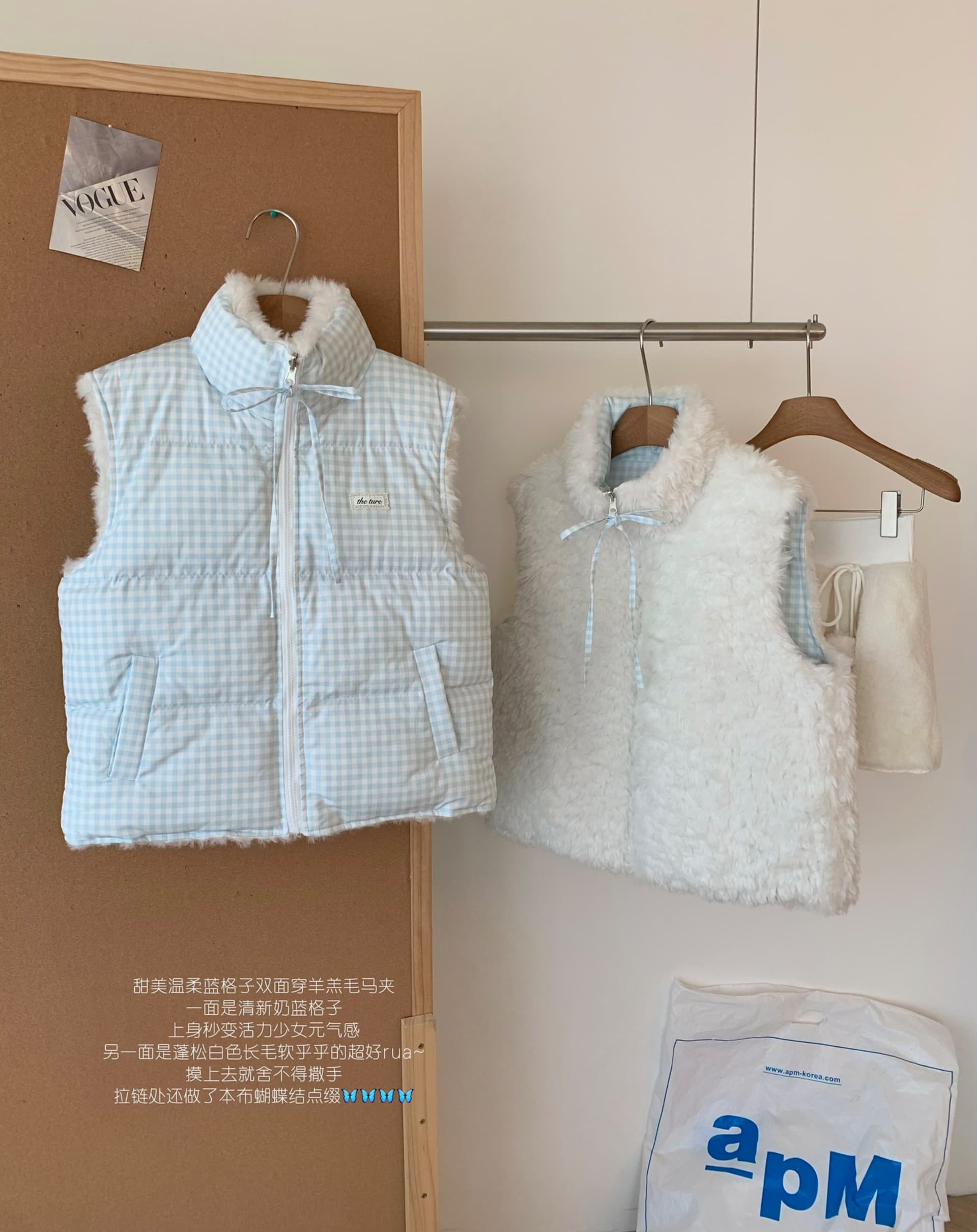theture 첫 눈 달콤한 섬 다운 재킷 베스트 여성 코트 스탠드 칼라 두꺼운 보온 조끼 가을 겨울 새로운 체크무늬 이미지 3