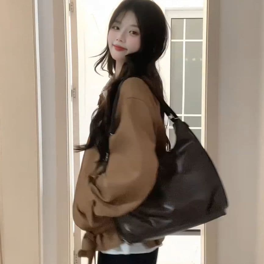 레트로 아름다움 라드. 브라운 재킷 여성 코트 가을 겨울철 2026 새로운 이른 가을 한 부서 분위기 센스 착용 잡아라. 의류 이미지 3