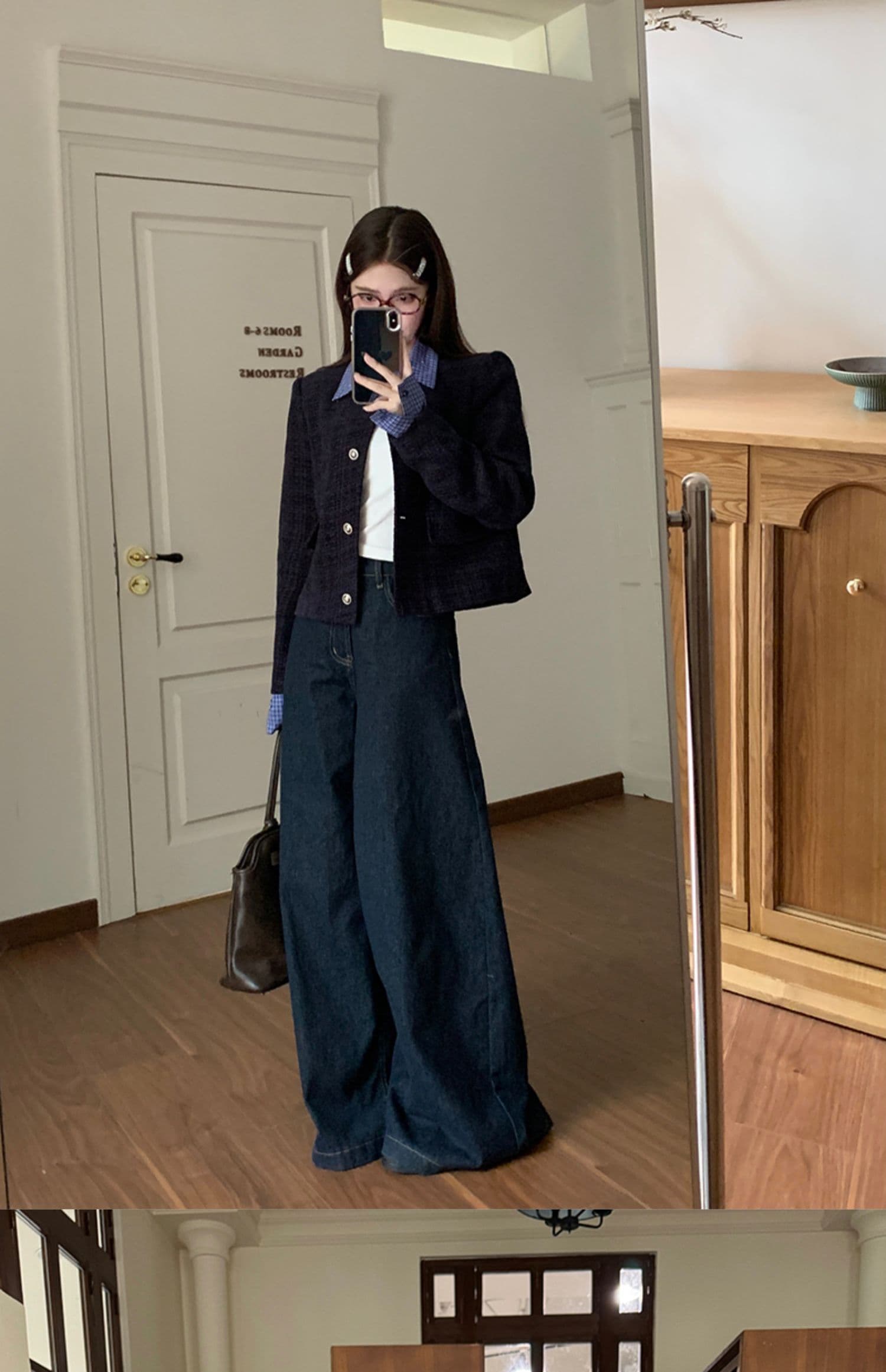 한 부서 페이크 레이어드 패치워크 폴로 칼라 작은 샤넬 스타일 여성 코트 가을 새로운 루즈핏 캐주얼 쇼트 스타일 재킷 맨위 트렌디 상세 이미지 6