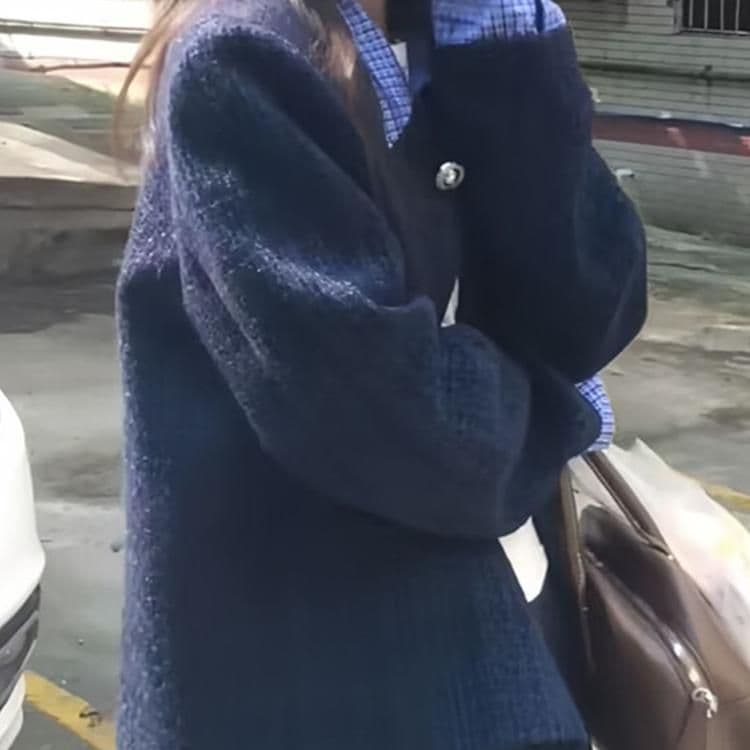한 부서 페이크 레이어드 패치워크 폴로 칼라 작은 샤넬 스타일 여성 코트 가을 새로운 루즈핏 캐주얼 쇼트 스타일 재킷 맨위 트렌디 이미지 3