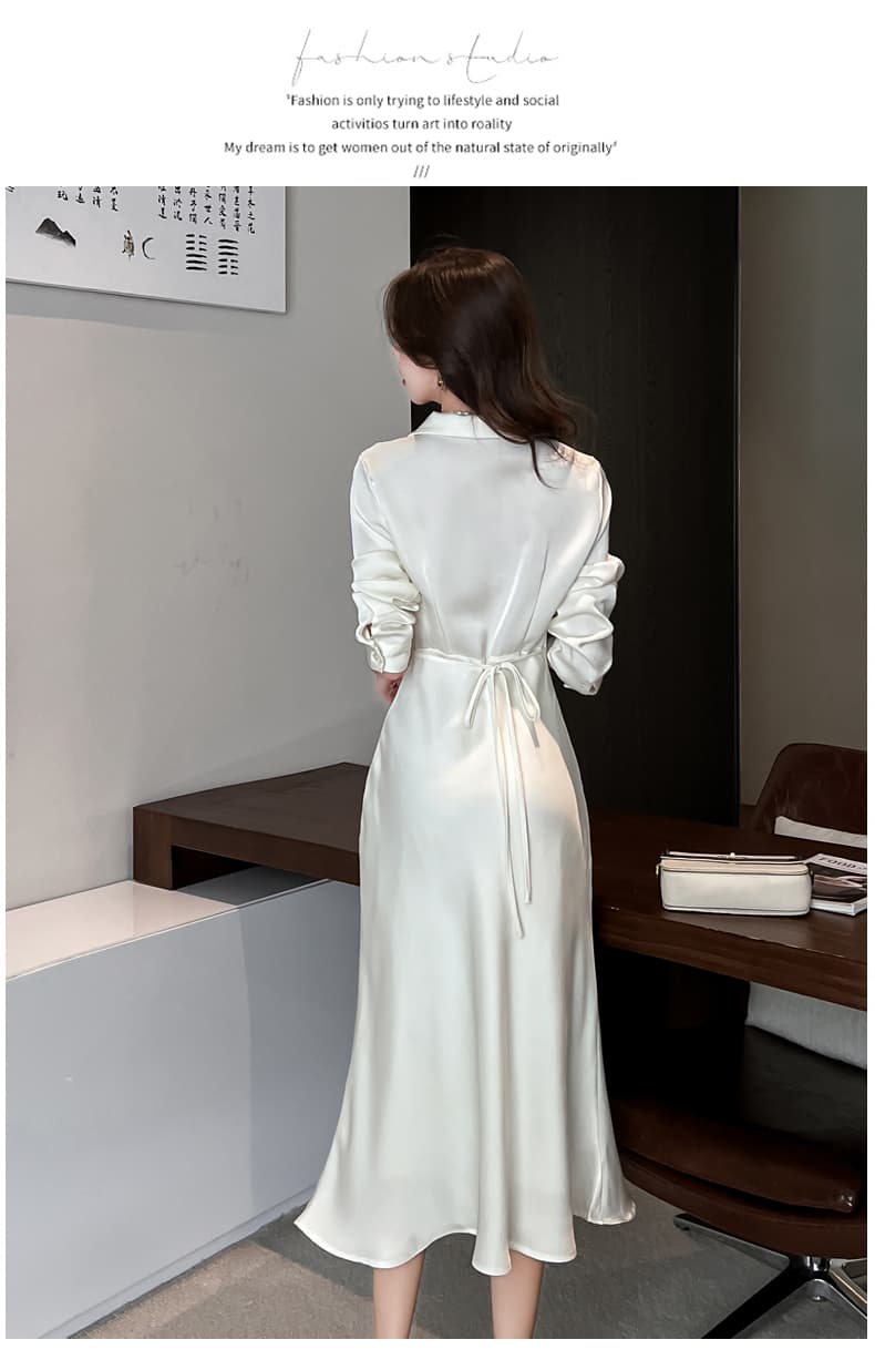 실사 공단 빛 흐름 라임 우아함 지성 핀치 Pleat 인어 꼬리 셔츠 점프 슈트 롱 스커트 부드러운 관대 한 치마 아이들 상세 이미지 15