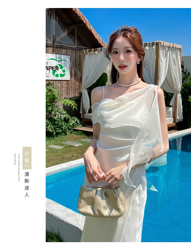 실사 프랑스식 리본 디자인 센스 작은 대중 새틴 예복 여성 드레스 2026 여름 허리 수축 슬림해 보이는 슬립 드레스 상세 이미지 14
