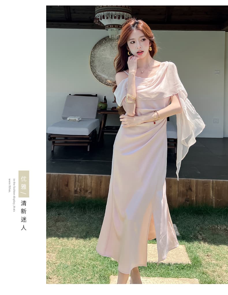실사 프랑스식 리본 디자인 센스 작은 대중 새틴 예복 여성 드레스 2026 여름 허리 수축 슬림해 보이는 슬립 드레스 상세 이미지 24