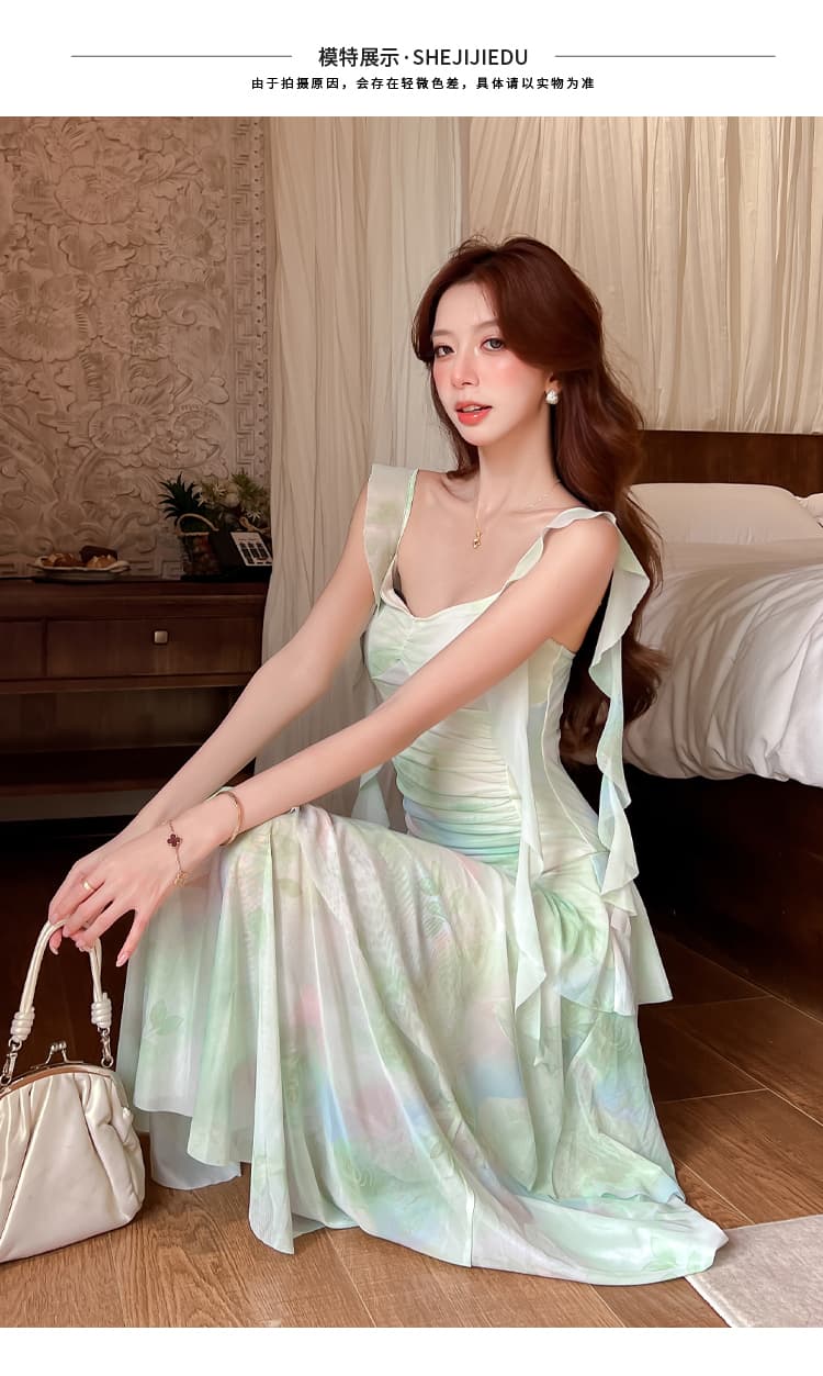 2026 여름 새로운 품격 섹시함 부드러운 망사 치마 작은 대중 빛 럭셔리 디자인 몸매 가꾸기 슬림해 보이는 슬립 드레스 상세 이미지 8