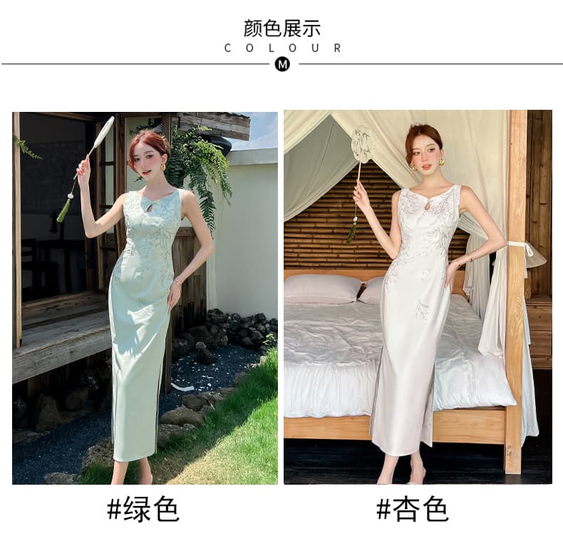 실사 수공 꽃 포도 나무 자수 무거운 작업 허리 수축 슬림해 보이는 부드러운 품격 새로운 중식 드레스 상세 이미지 8