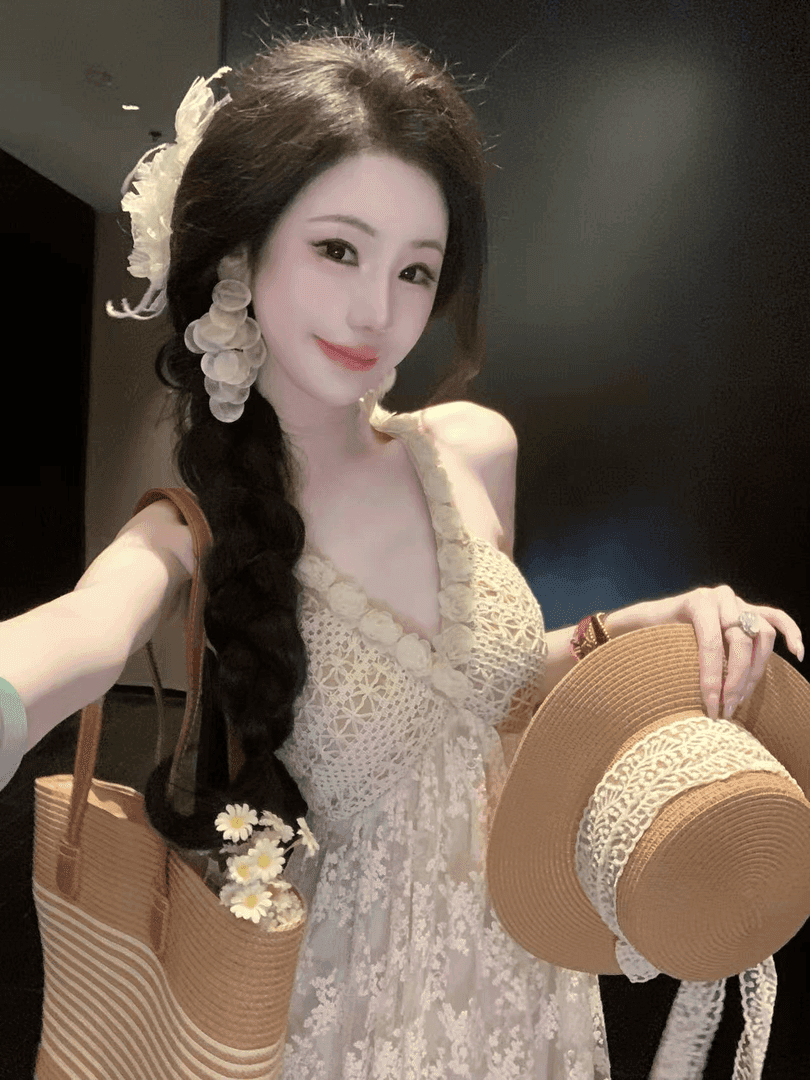 우아한 조 맞춤 안개 섬 들어라. 바람 무거운 작업 짜임 면 자수 V넥 행침 목 드레스 이미지 4