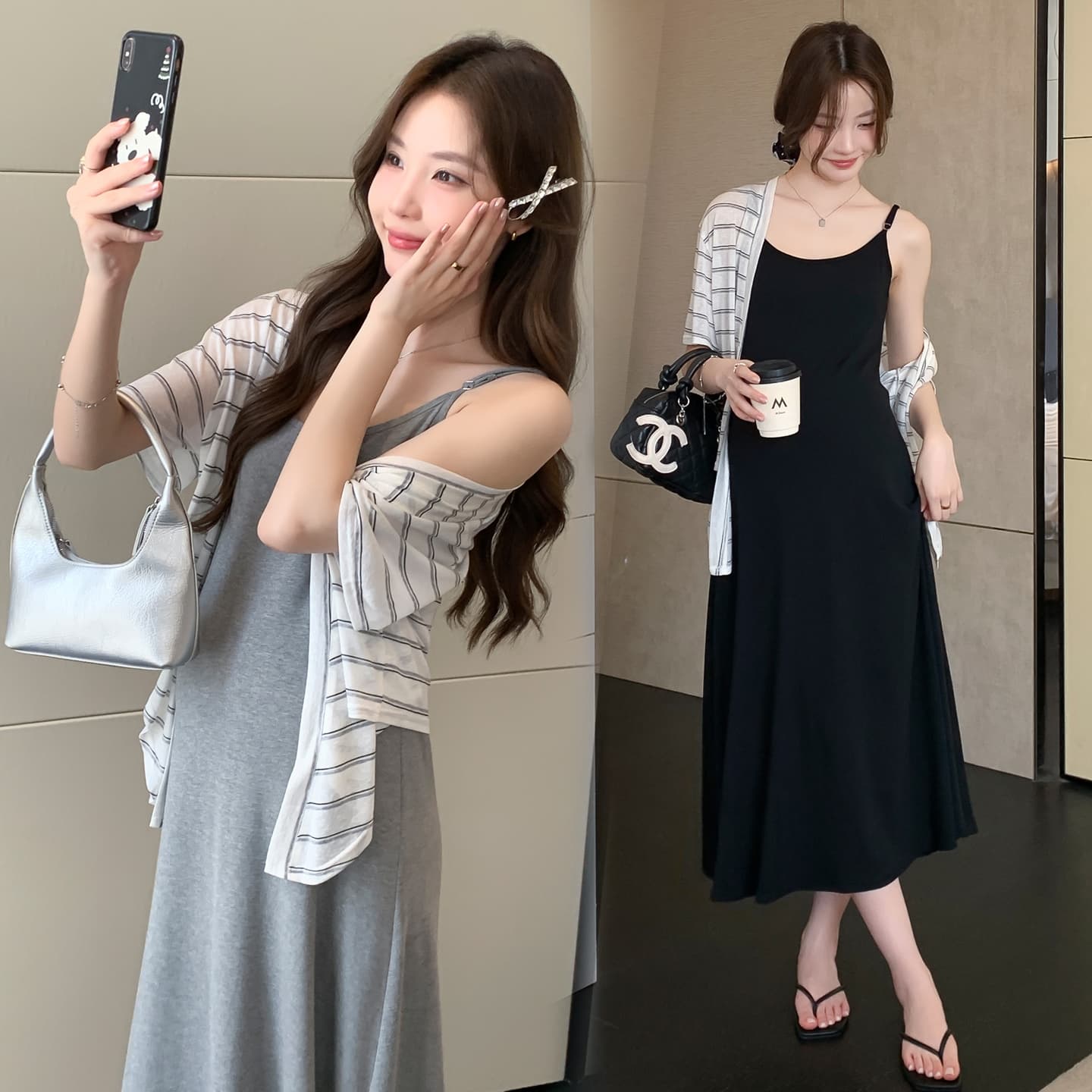 실사 미니멀리즘 2 세트 빅 사이즈 캐주얼 세트