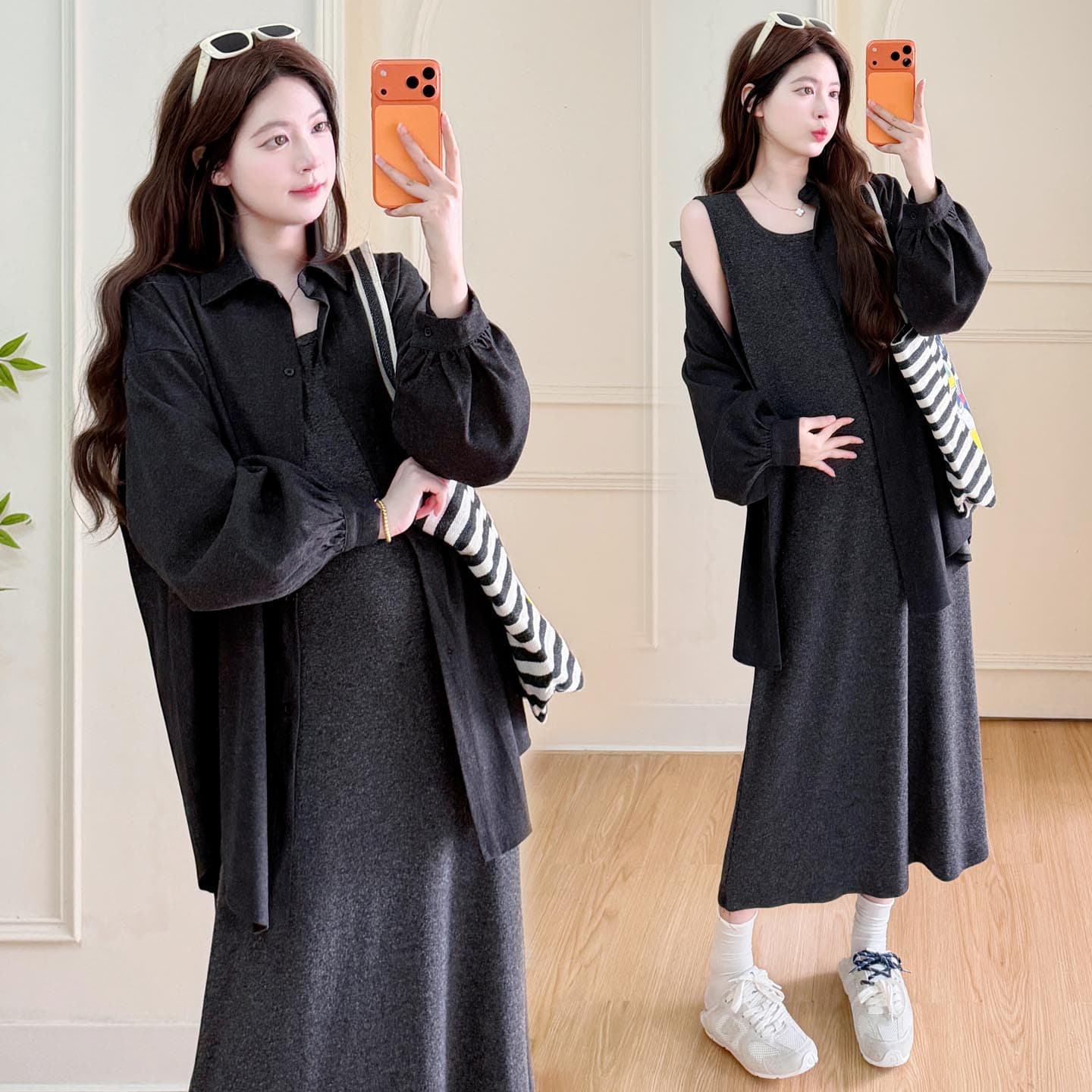 실사 미니멀리즘 2 세트 빅 사이즈 캐주얼 세트 이미지 2