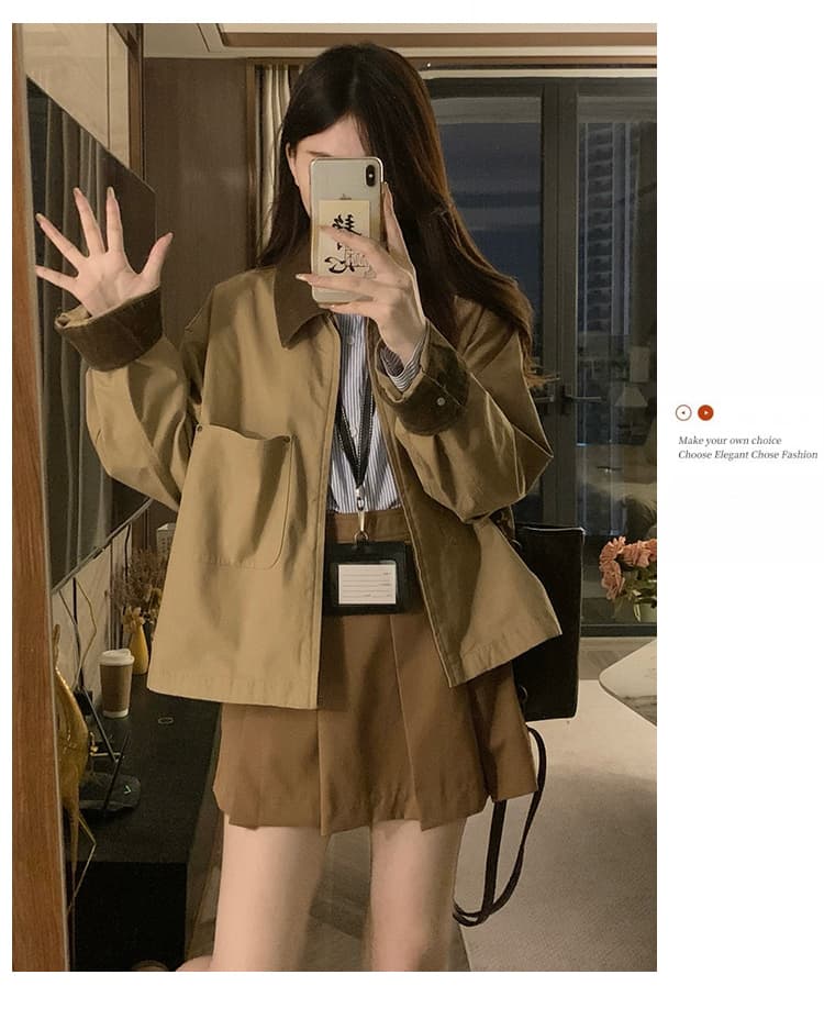 실사 여자 캐주얼 지퍼 쇼트 스타일 잭 여성 코트 바 En 바람 폴로 칼라 패션 재킷 2026 년 봄 새로운 상세 이미지 26