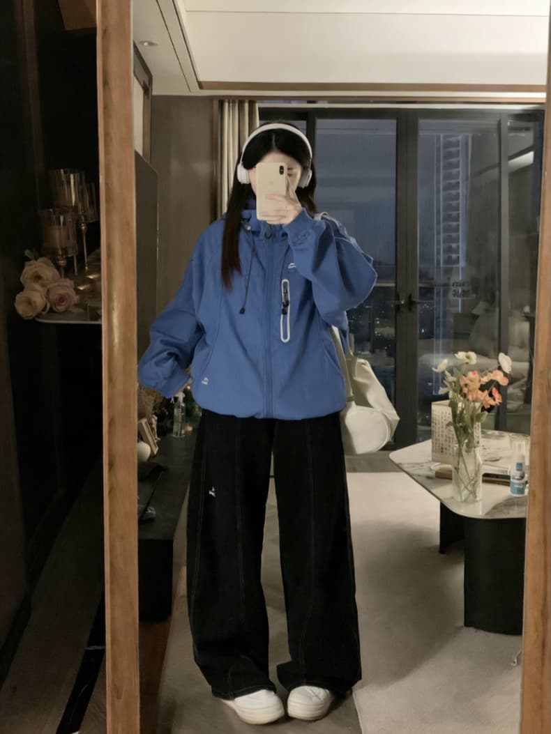 실사 2026 봄 이중층 방풍 방수 요금 재킷 남녀 루즈핏 재킷 야외 스포츠 맨위 상세 이미지 1