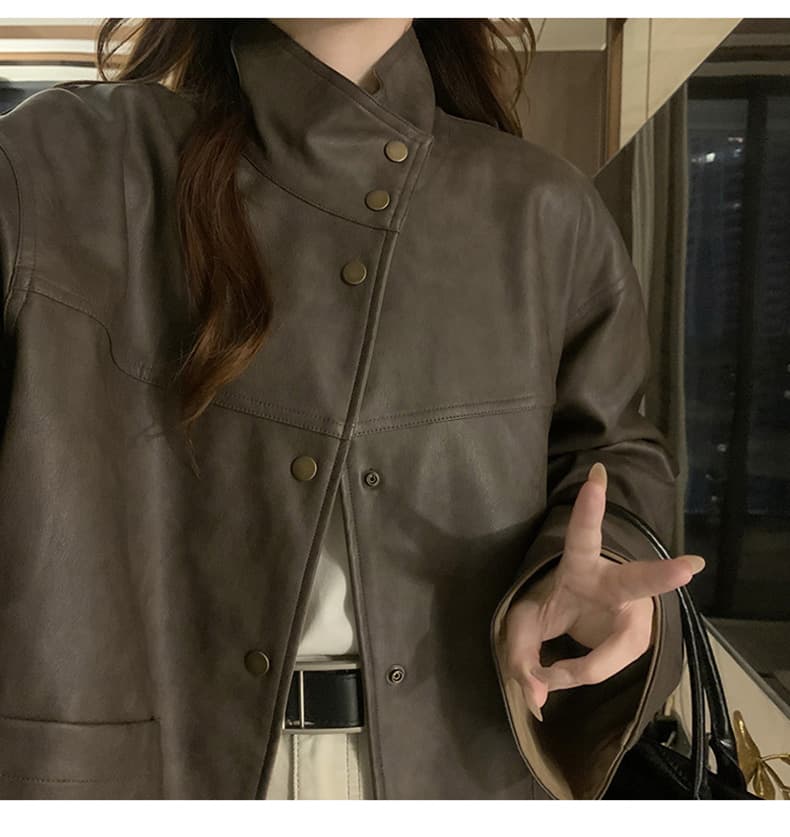실사 양면 착용 스웨이드 싸움 가죽 자켓 재킷 디자인 센스 2026 봄 새로운 커플 섹션 가죽 재킷 재킷 상세 이미지 18