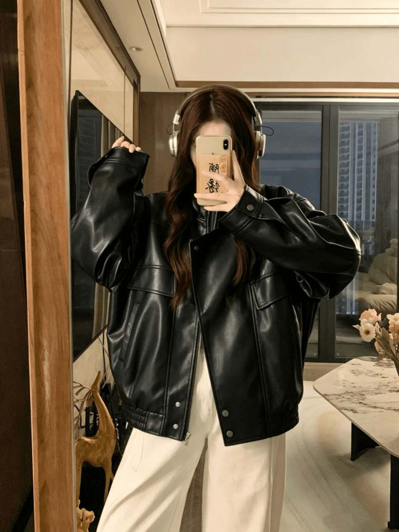 실사 외국 가스 달콤한 차가운 가스 질감 캐주얼 가죽 재킷 여성 코트 오토바이 바람 2026 가을 새로운 다용도 가죽 자켓 상세 이미지 15