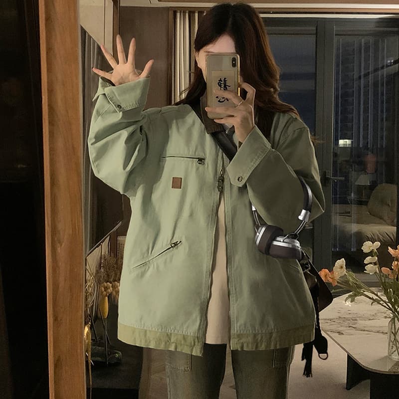 실사 일본식 레트로 디트로이트 재킷 남녀 2026 가을 겨울 폴로 칼라 외국 가스 루즈핏 워크웨어 재킷 트렌디