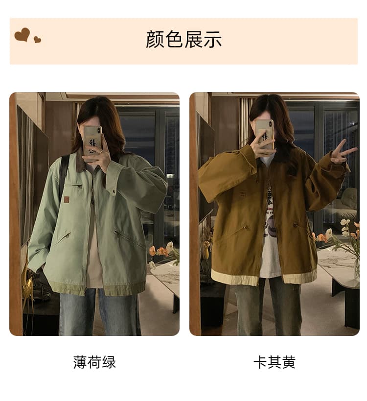 실사 일본식 레트로 디트로이트 재킷 남녀 2026 가을 겨울 폴로 칼라 외국 가스 루즈핏 워크웨어 재킷 트렌디 상세 이미지 10