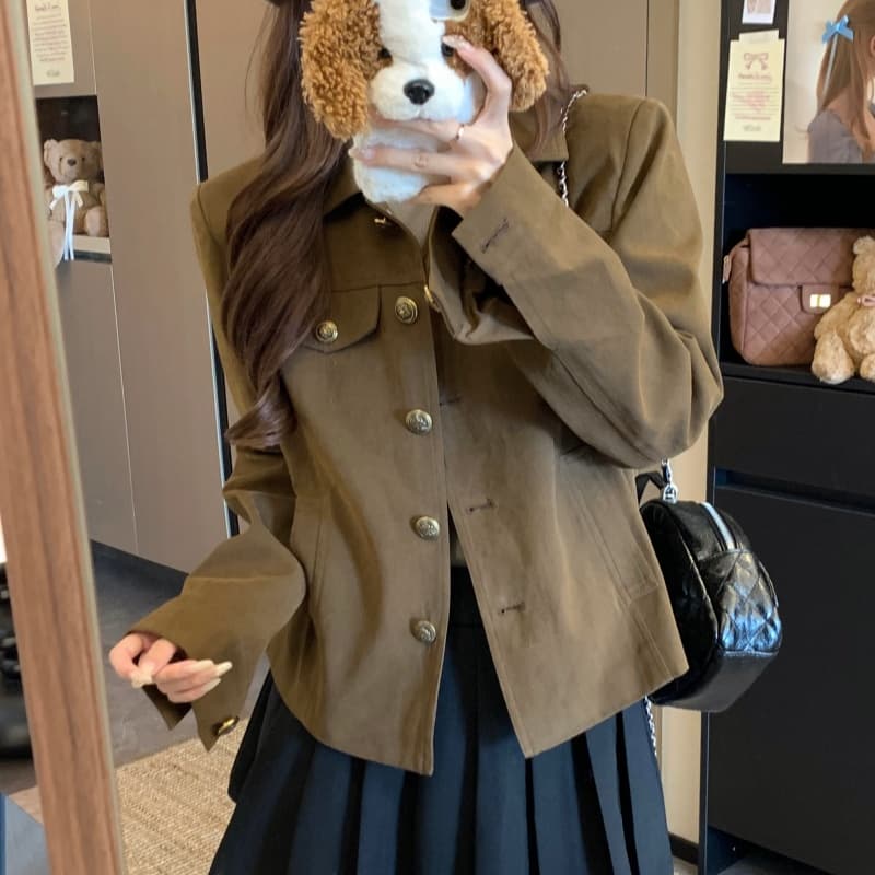 실사 디자인 현대 폴로 칼라 왁스 센스 공예 재킷 다용도 워크웨어 바람 재킷 2026 가을 새로운 이미지 4