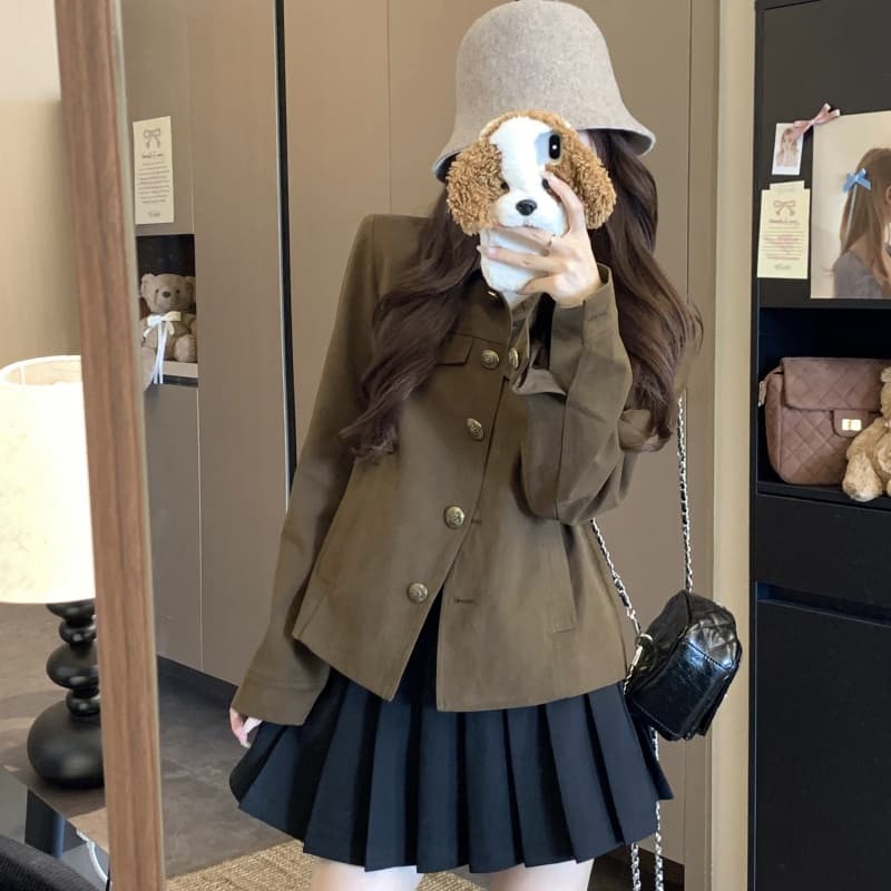 실사 디자인 현대 폴로 칼라 왁스 센스 공예 재킷 다용도 워크웨어 바람 재킷 2026 가을 새로운 이미지 3