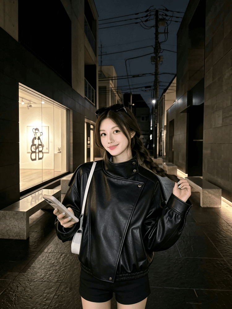 실사 긴팔 스탠드 칼라 모조 가죽 재킷 재킷 2026 가을 새로운 pu 가죽 재킷 무거운 작업 레트로 루즈핏 맨위 여성 상세 이미지 5