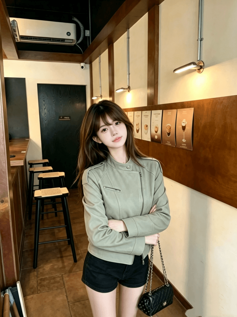 실사 워크웨어 레트로 스탠드 칼라 긍정적 인 어깨 지퍼 재킷 여성 코트 2026 가을 새로운 학원 스타일 재킷 트렌디 상세 이미지 6