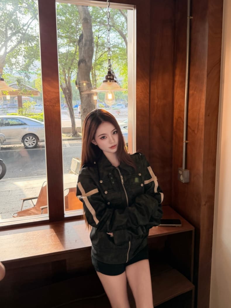 실사 나이트 시리즈 나폴레옹 궁정 십자가 단추 둘 착용 스트랩 몸매 가꾸기 긍정적 인 어깨 슬림해 보이는 재킷 상세 이미지 4