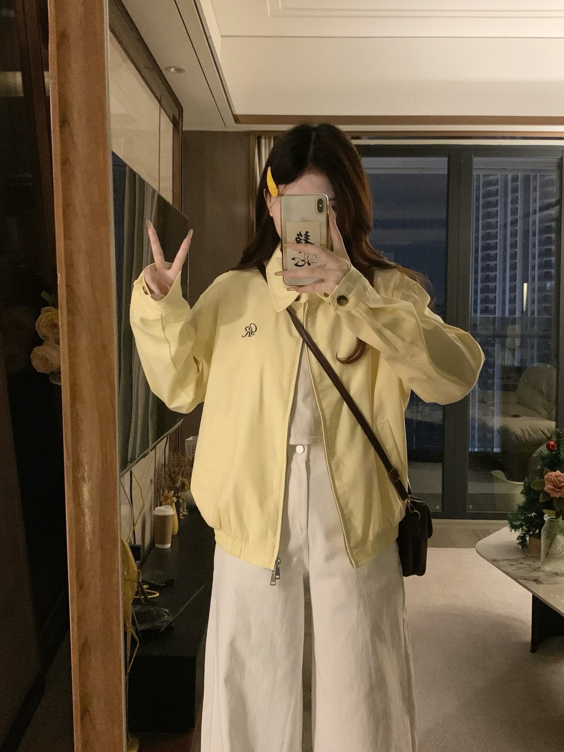 실사 2026 가을 새로운 레몬 옐로우 단추 폴로 칼라 여성 코트 봄 가을 캐주얼 다용도 재킷 맨위 상세 이미지 4