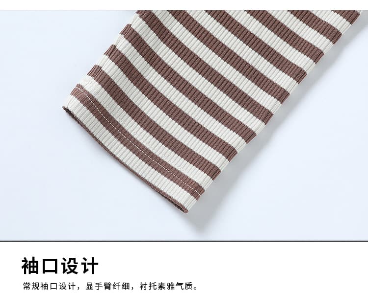2026 가을 새로운 라운드 넥 기본 셔츠 여성 봄 가을 엄마 슬림해 보이는 스트라이프 가을 의상 여성 의류 긴팔 티셔츠 맨위 상세 이미지 22