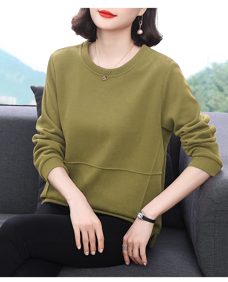 2026 봄 가을 새로운 캐주얼 루즈핏 빅 사이즈 라운드 넥 외국 가스 연령 감소 어머니 드레스 후드티 여성 중년 여성 상세 이미지 17