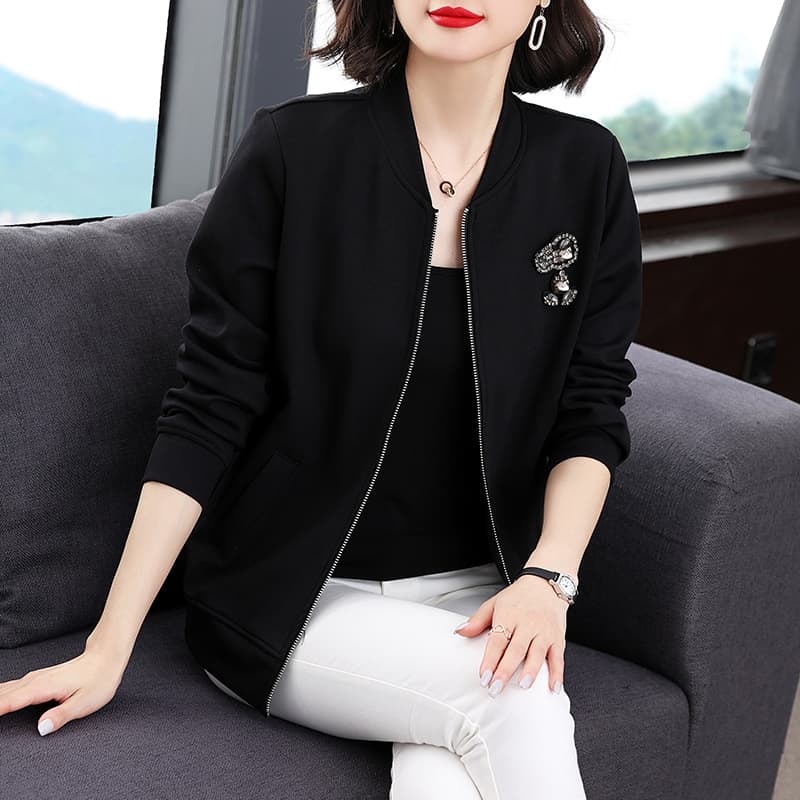 2026 봄 가을 겨울 야구 외투 여성 재킷 중년 어머니 드레스 슬림해 보이는 캐주얼 맨위 여성 의류 빅 사이즈 이미지 3