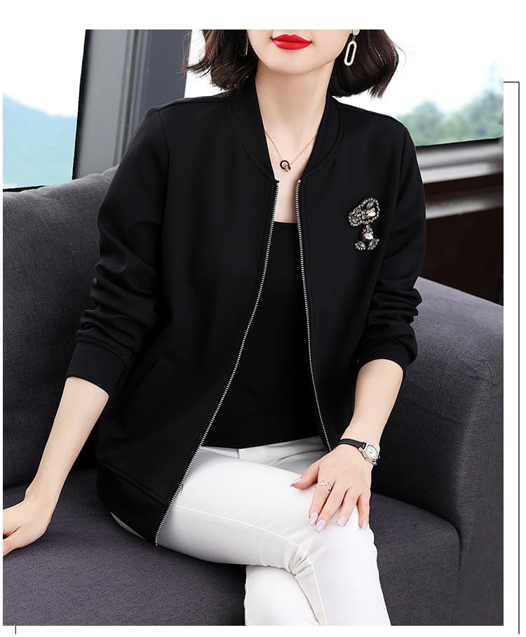 2026 봄 가을 겨울 야구 외투 여성 재킷 중년 어머니 드레스 슬림해 보이는 캐주얼 맨위 여성 의류 빅 사이즈 상세 이미지 11
