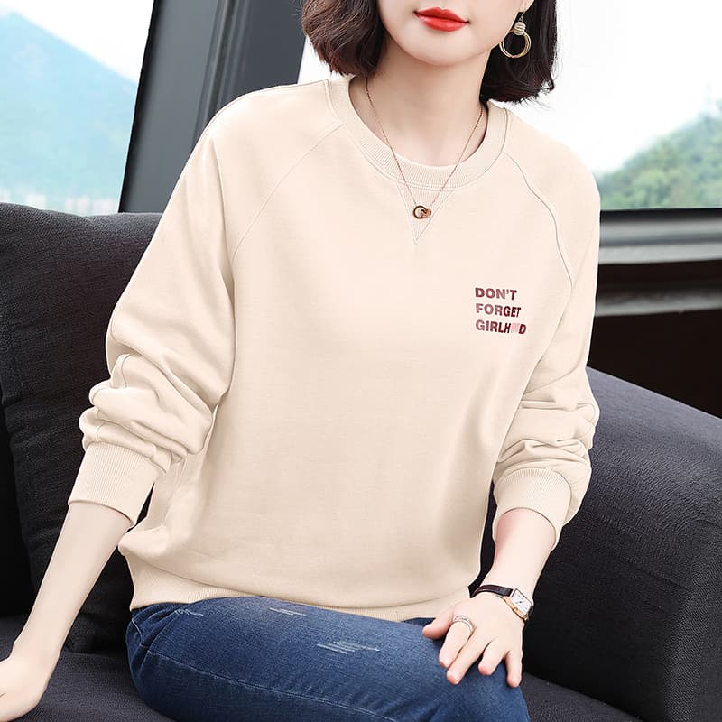 2026 가을 겨울 새로운 한국 스타일 패션 라운드 넥 후드티 여성 삽입 어깨 소매 풀오버 루즈핏 슬림해 보이는 여성 의류 맨위 ins 이미지 3