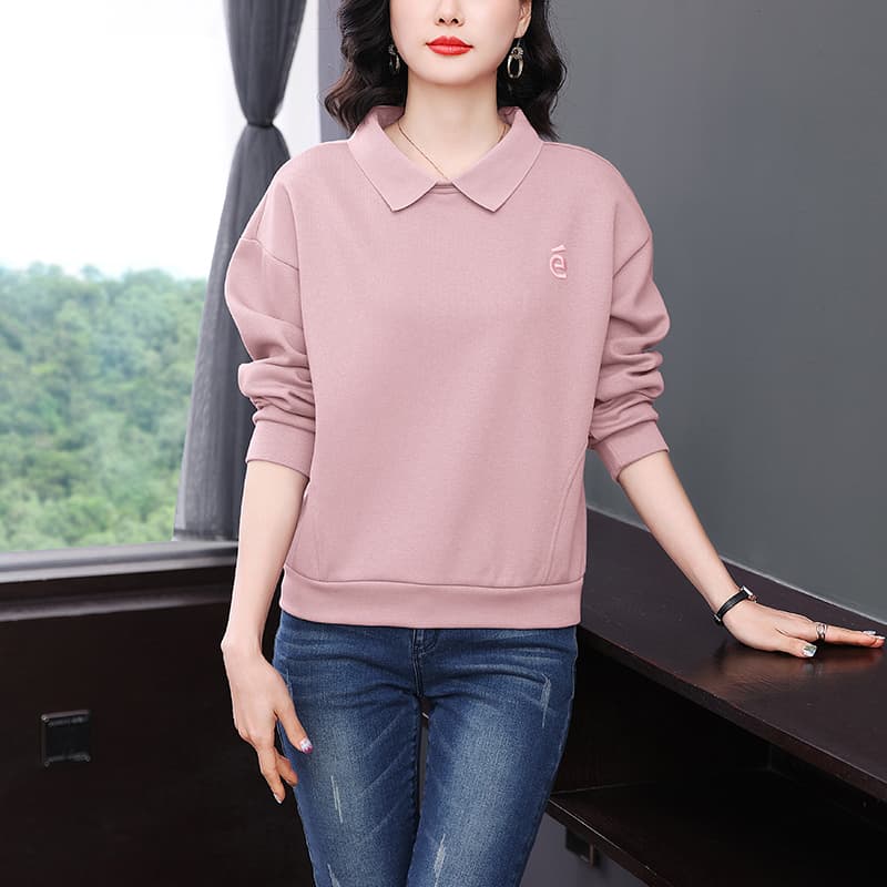 2026 가을 새로운 폴로 칼라 후드티 여성 봄 가을 얇은 스타일 폭발 보라색 맨위 패션 외국 가스 연령 감소 재킷 이미지 5