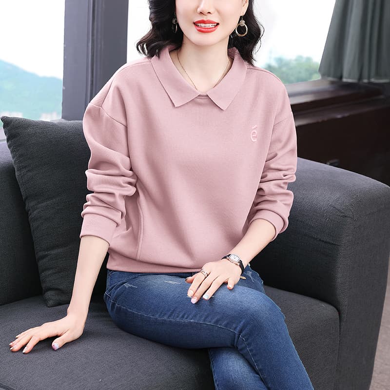 2026 가을 새로운 폴로 칼라 후드티 여성 봄 가을 얇은 스타일 폭발 보라색 맨위 패션 외국 가스 연령 감소 재킷 이미지 3