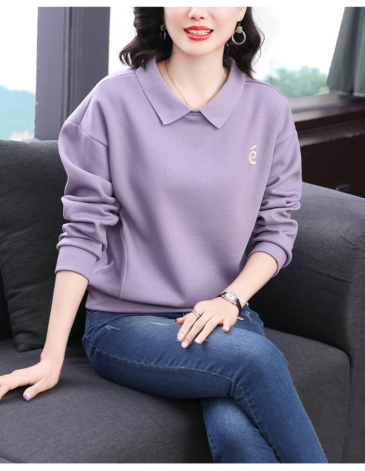 2026 가을 새로운 폴로 칼라 후드티 여성 봄 가을 얇은 스타일 폭발 보라색 맨위 패션 외국 가스 연령 감소 재킷 상세 이미지 10