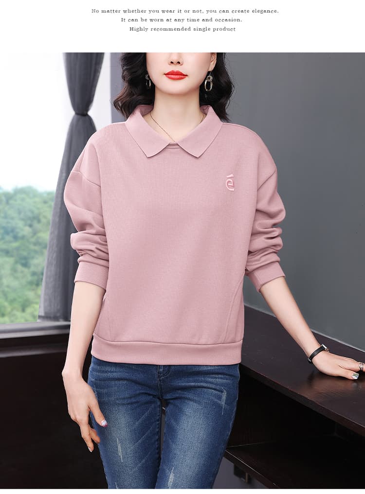2026 가을 새로운 폴로 칼라 후드티 여성 봄 가을 얇은 스타일 폭발 보라색 맨위 패션 외국 가스 연령 감소 재킷 상세 이미지 14